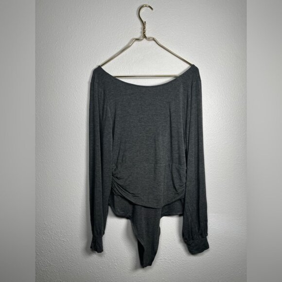 Bar III gray Elegant Wrap bodysuit long sleeve Top size XXL - Picture 2 of 7